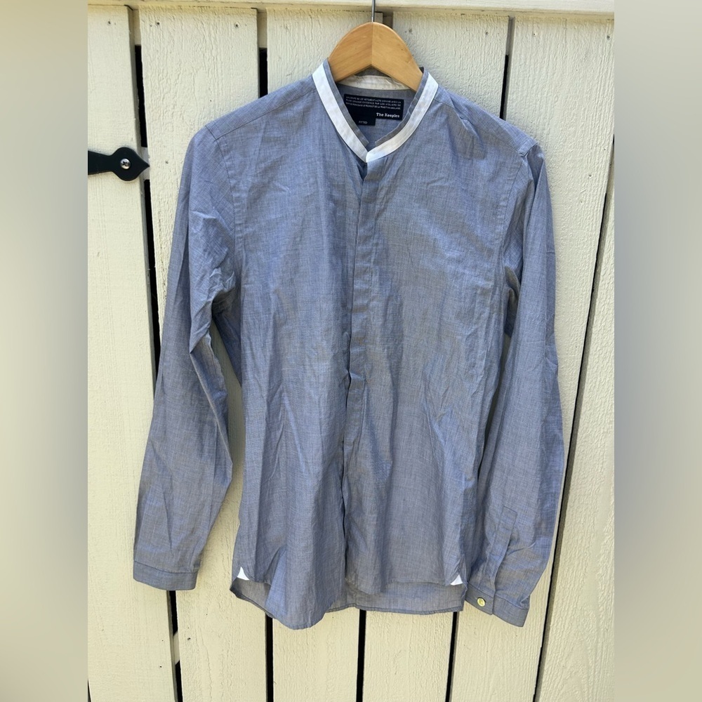 The Kooples Mao collar shirt with hidden buttons career wear office casual Sz Sm